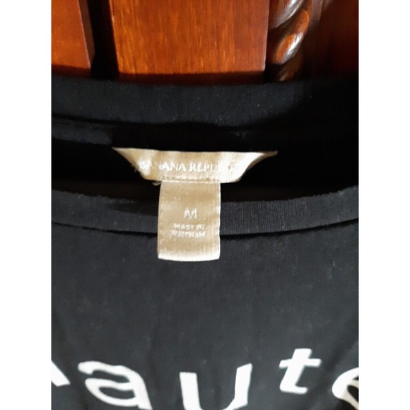 Banana Republic Women Size M "haute" Front Logo Very Soft Sweatshirt Black/White - Picture 2 of 6